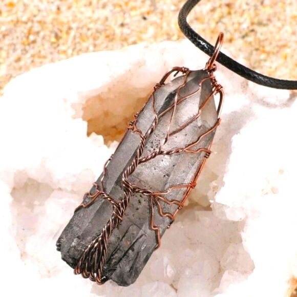 Hand crafted unisex Smokey Quartz pendant necklace - Picture 1 of 9